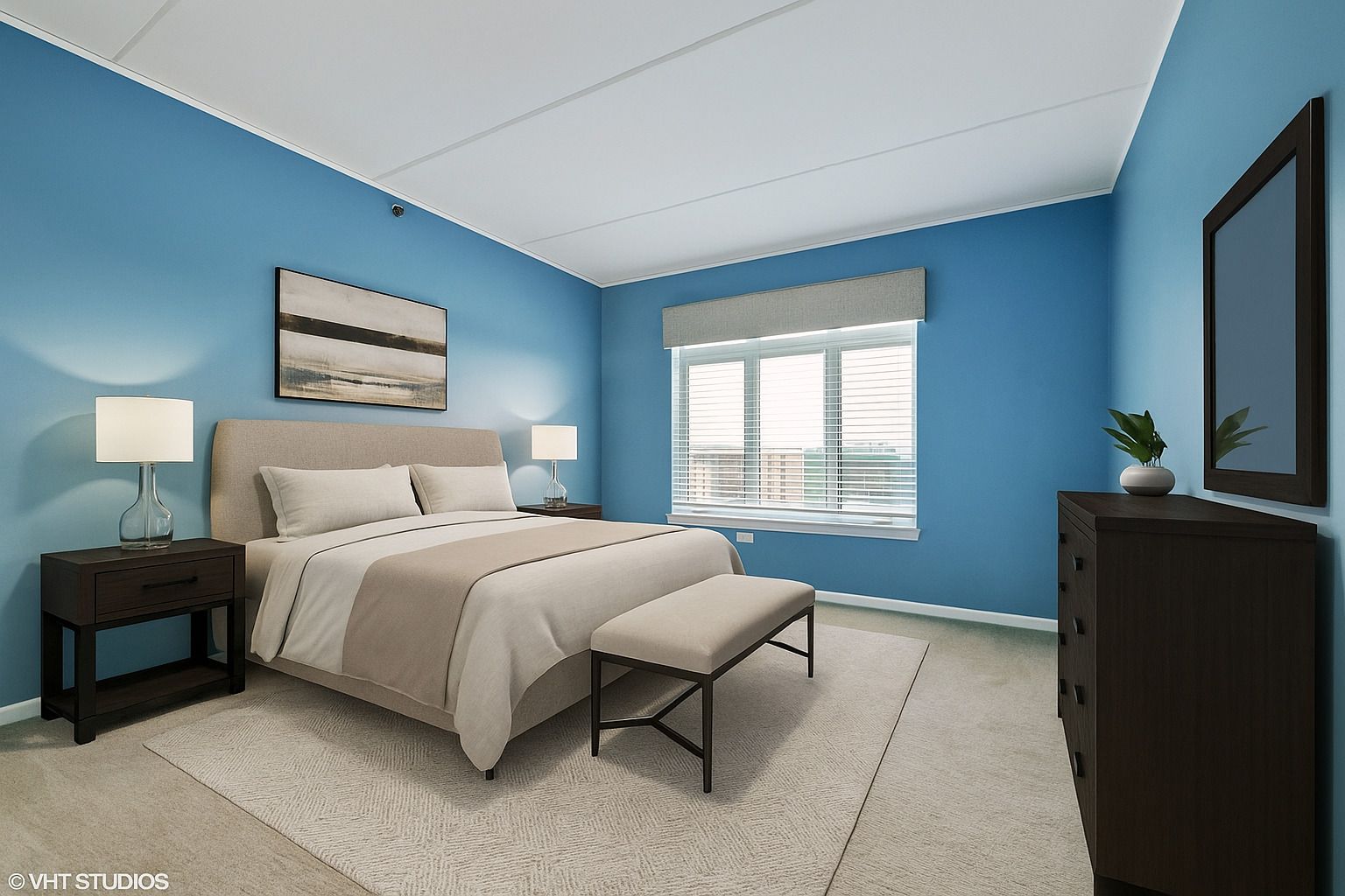 1199 East Port Clinton Road, Unit 610 Vernon Hills, IL 60061 - Photo 7 of 16 a bedroom with a bed and a flat screen tv