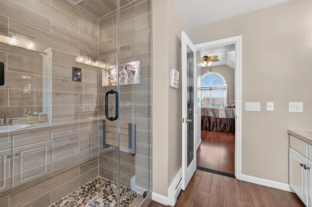 a bathroom with a shower