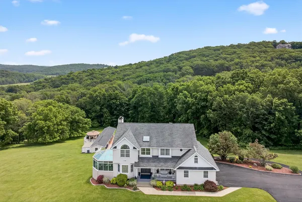 an aerial view of a house