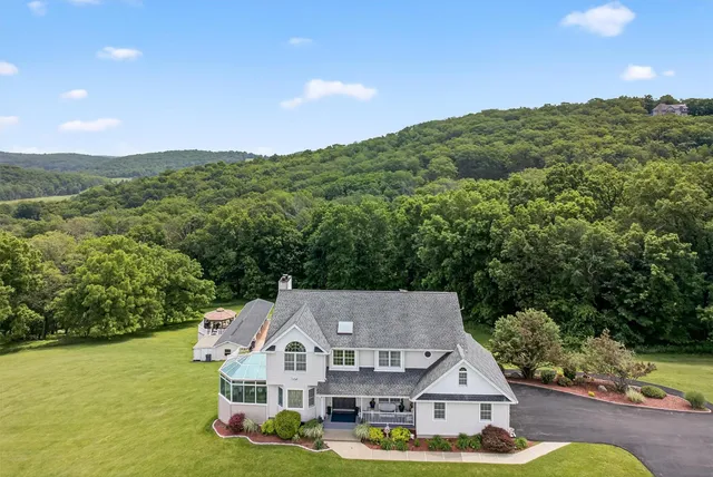 an aerial view of a house