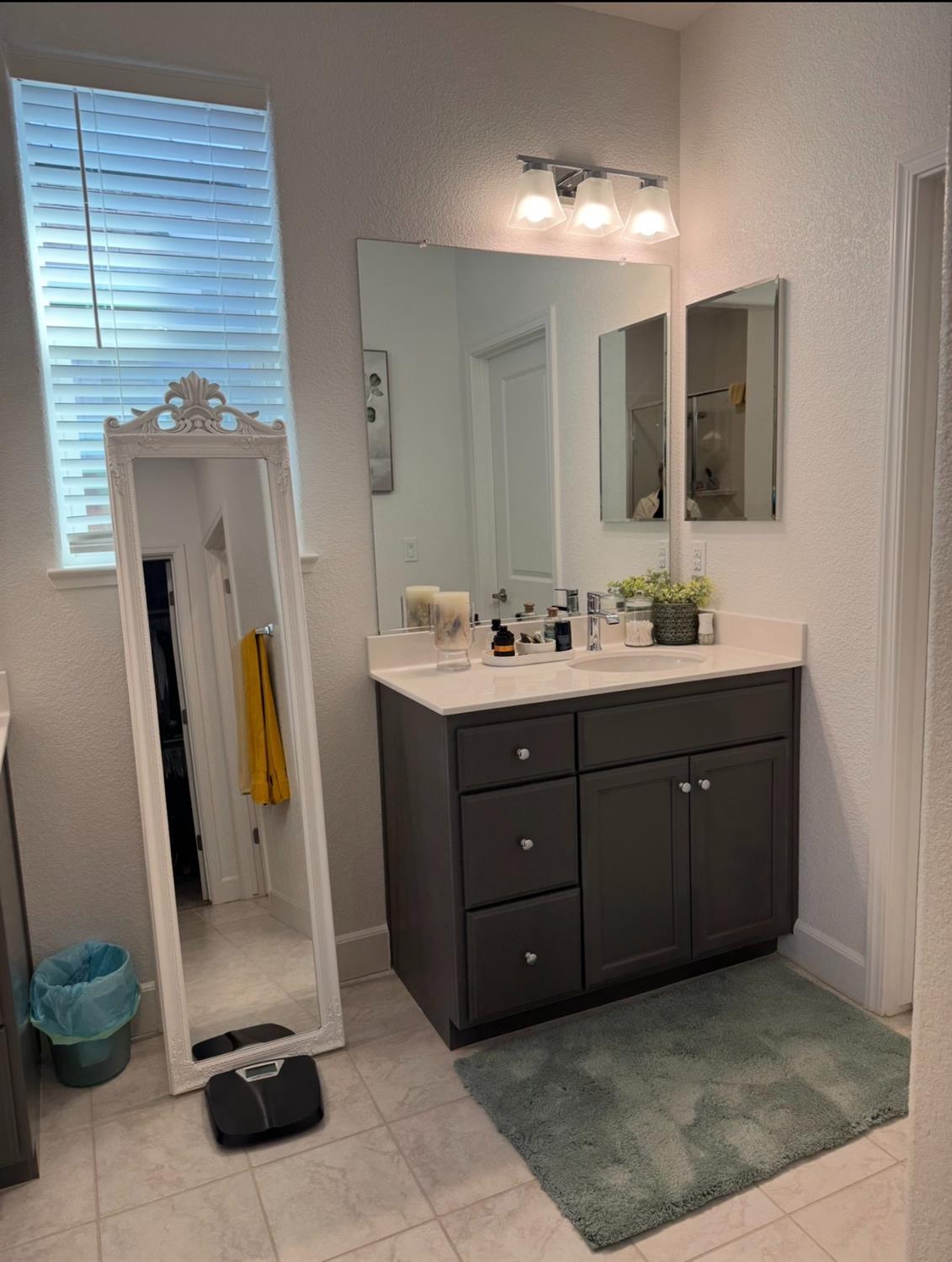461 Walcott Street Manteca, CA 95336 - Photo 14 of 18 a bathroom with a double vanity sink and a mirror
