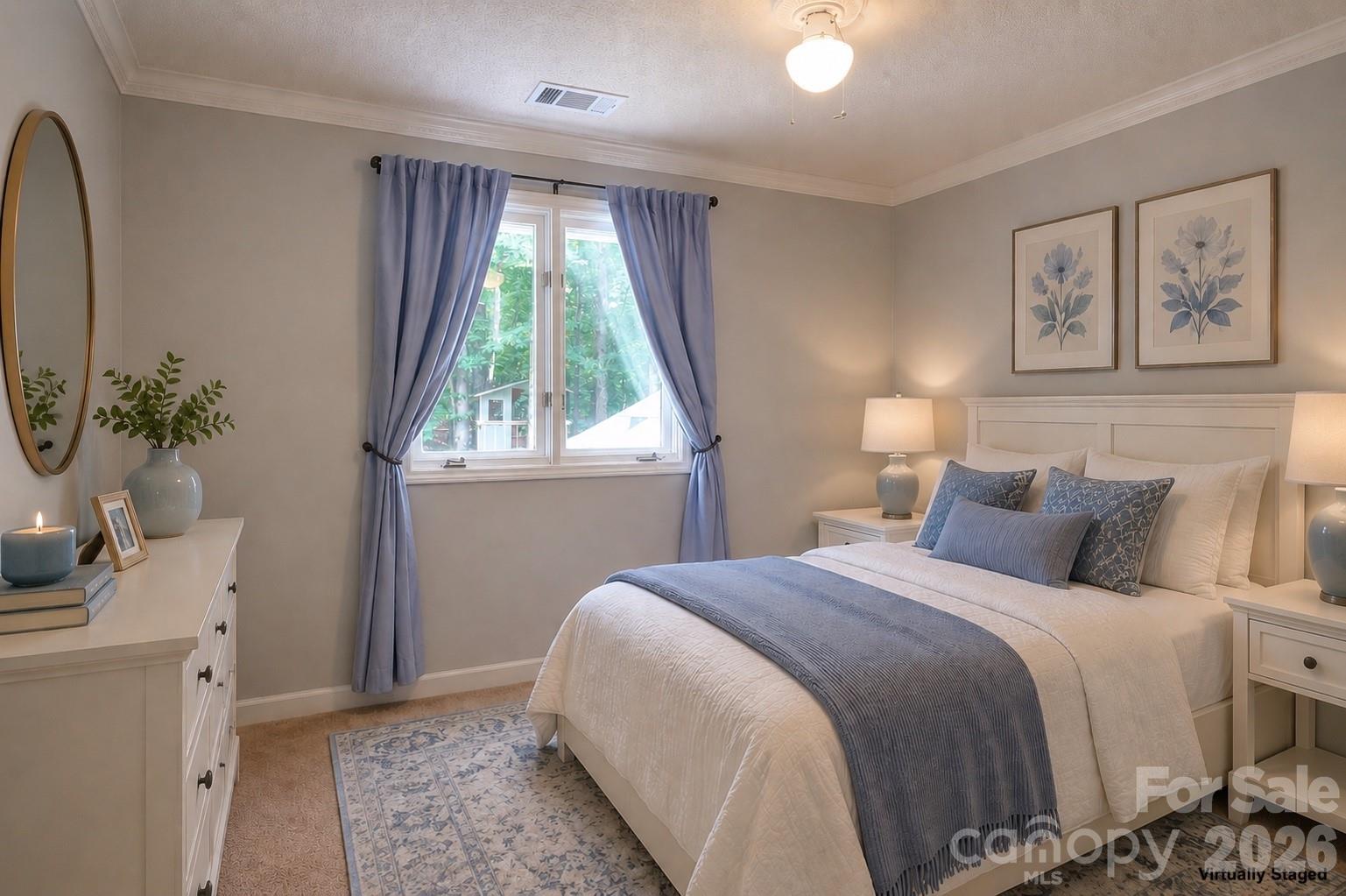 3408 Providence Manor Road Charlotte, NC 28270 - Photo 30 of 39 a bedroom with a bed and a potted plant