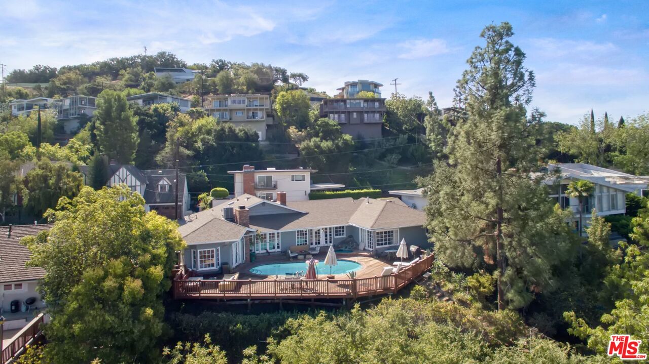 3333 Wrightwood Drive Studio City, CA 91604 - Photo 30 of 33 a aerial view of a house with a garden and lake view