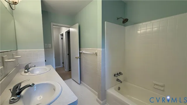 a bathroom with a sink and a tub