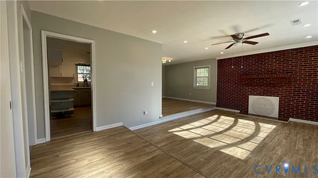 a view of a livingroom with a fireplace