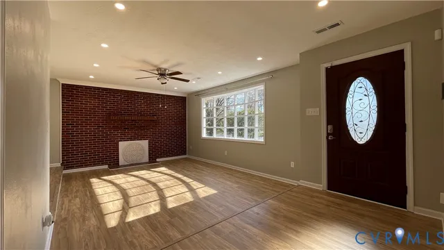 a view of a hallway with entryway