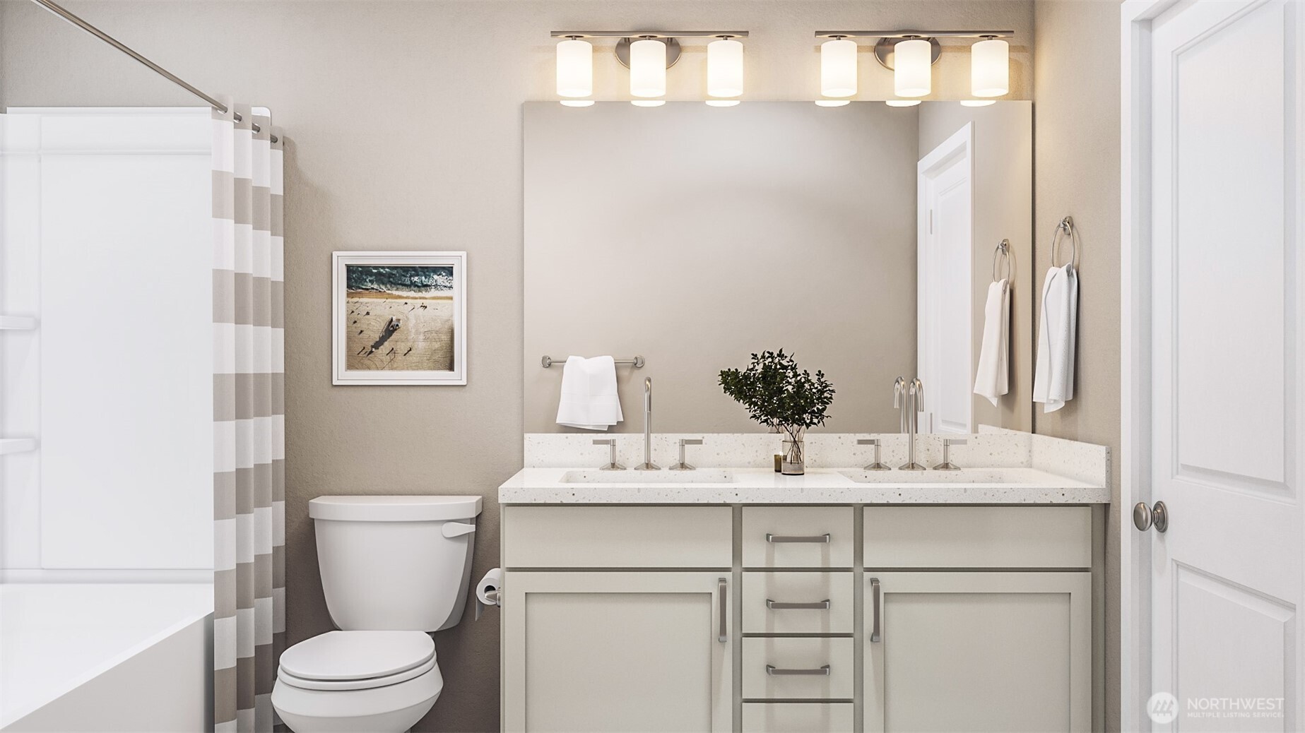 18939 99th Place Northeast, Unit 2 Bothell, WA 98011 - Photo 17 of 23 a bathroom with a sink vanity mirror and toilet