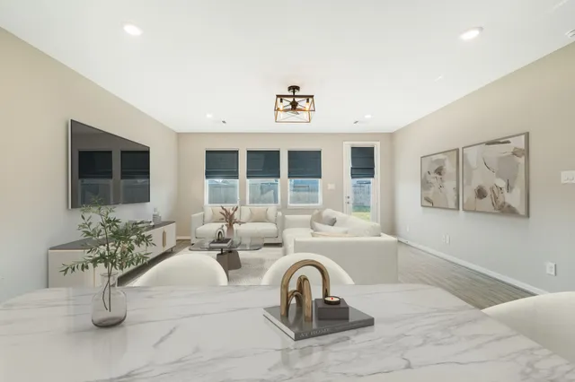 a living room with furniture