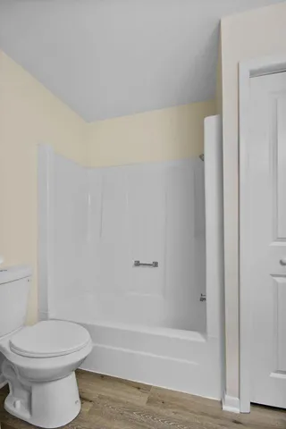 a bathroom with a toilet and a bathtub