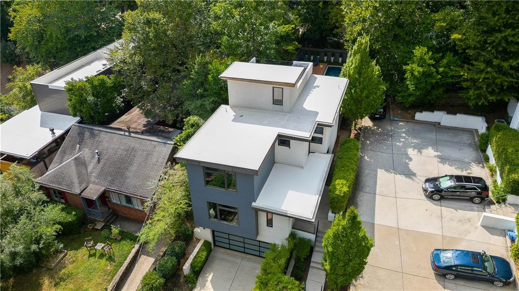 892 Durant Place Northeast Atlanta, GA 30309 - Photo 41 of 51 an aerial view of a house with garden space and street view