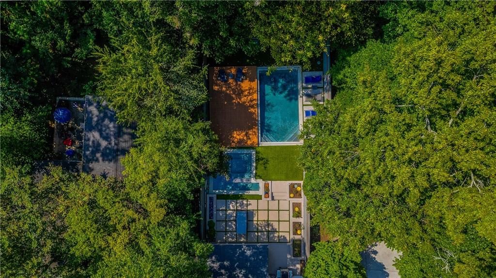 892 Durant Place Northeast Atlanta, GA 30309 - Photo 45 of 51 an aerial view of a house with a yard and large trees