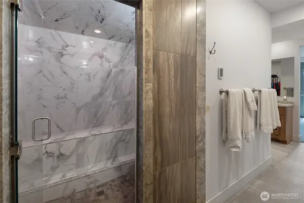 a bathroom with a shower