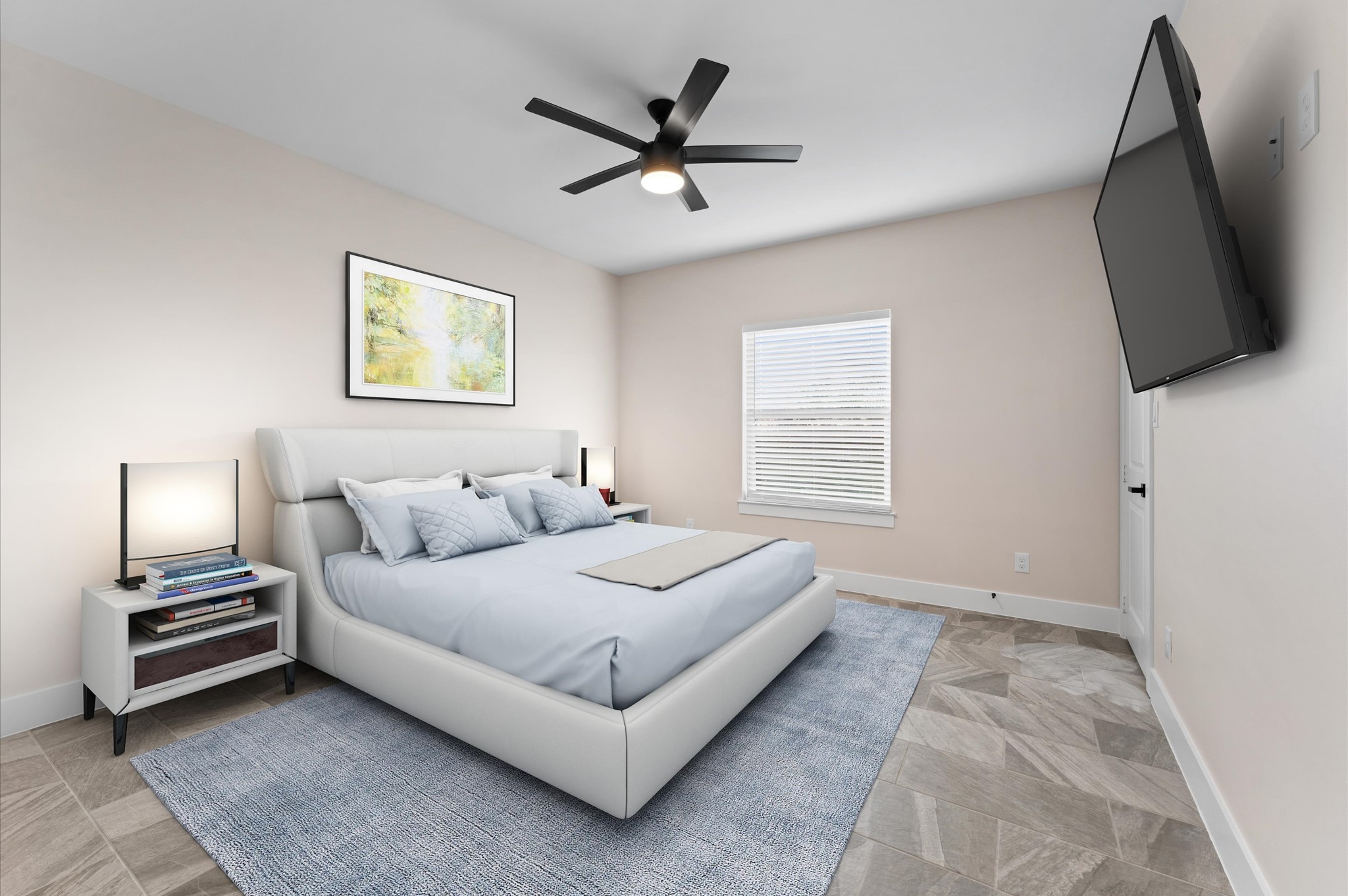 1908 Dismuke Street, Unit A Houston, TX 77023 - Photo 28 of 42 a living room with a bed furniture and a flat screen tv
