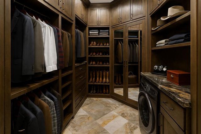 a kitchen with closet