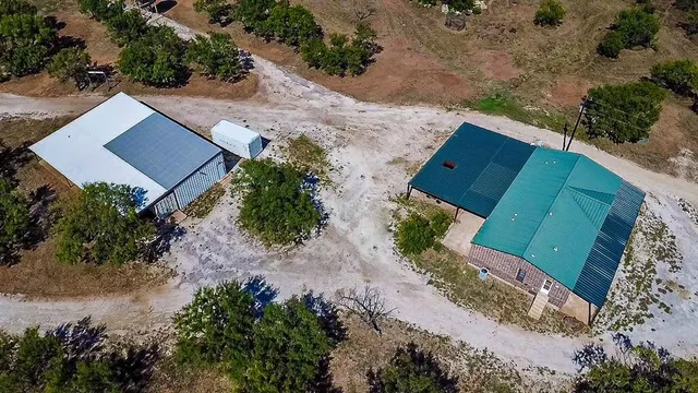an aerial view of a house