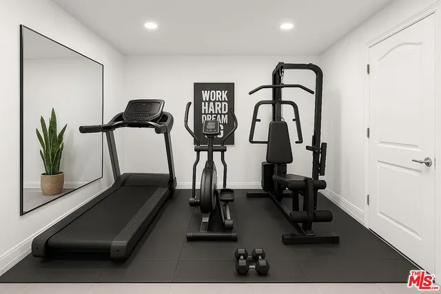 a view of a room with gym equipment