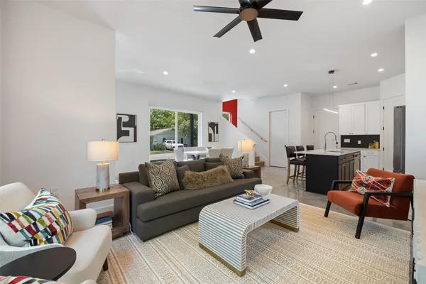 a living room with furniture