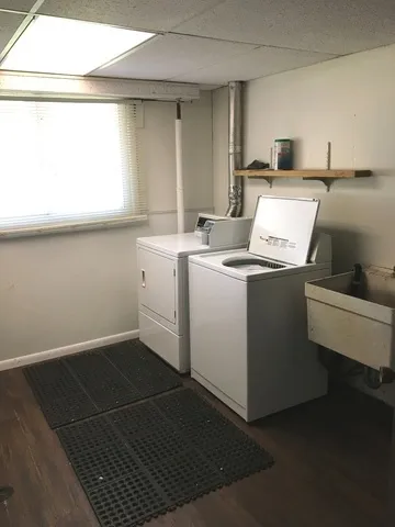 a utility room with dryer and washer