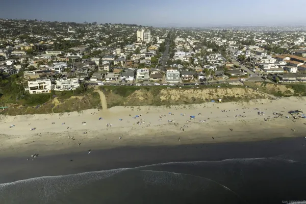 a view of beach and ocean