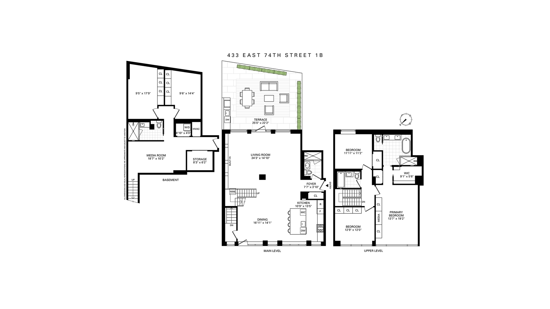 433 East 74th Street, Unit TH/1B Manhattan, NY 10021 - Photo 15 of 15 a picture of a floor plan
