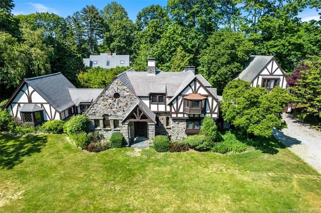 an aerial view of a house