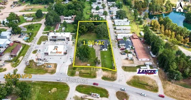 an aerial view of multiple house