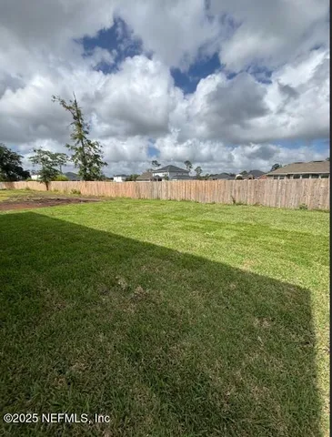 a view of a big yard with a large trees