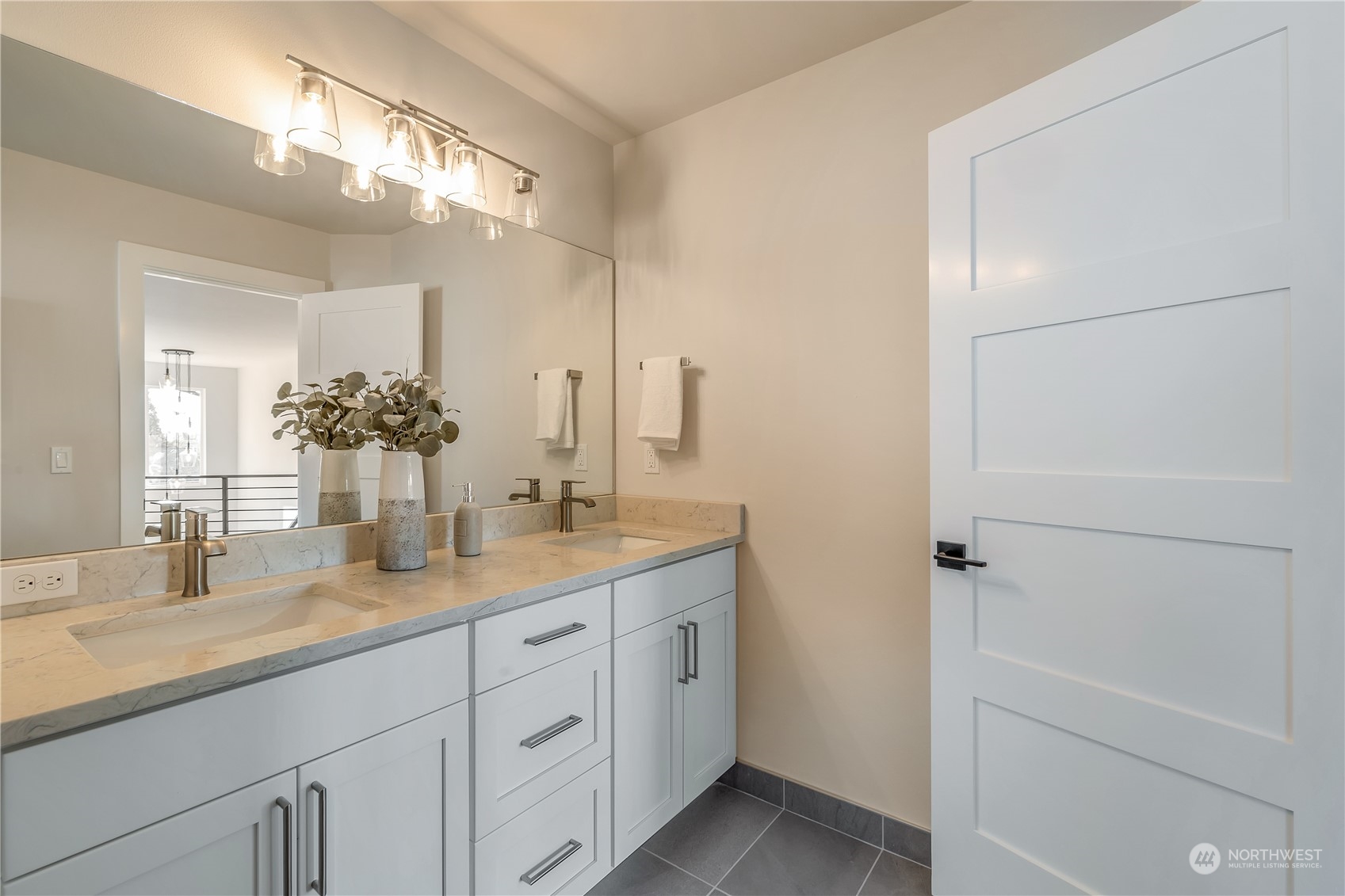 421 Rockefeller Avenue Everett, WA 98201 - Photo 19 of 35 a bathroom with a granite countertop sink mirror and a