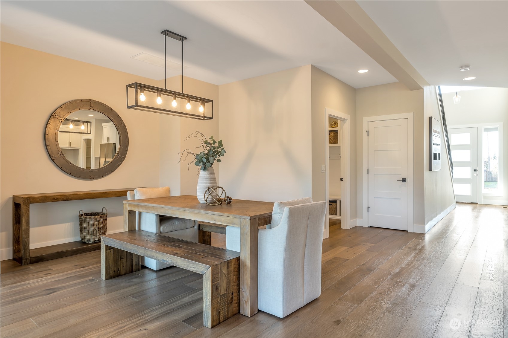 421 Rockefeller Avenue Everett, WA 98201 - Photo 4 of 35 a view of a dining room with furniture a chandelier and wooden floor