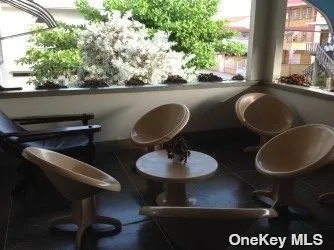 a kitchen with a table and a stove