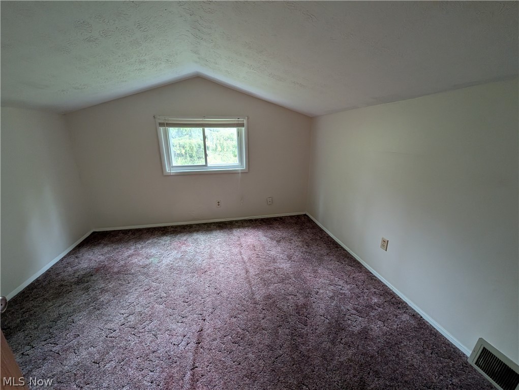 5205 Blair Road Perry, OH 44081 - Photo 7 of 10 Room featuring sloped ceilings, a single window, and textured carpeting