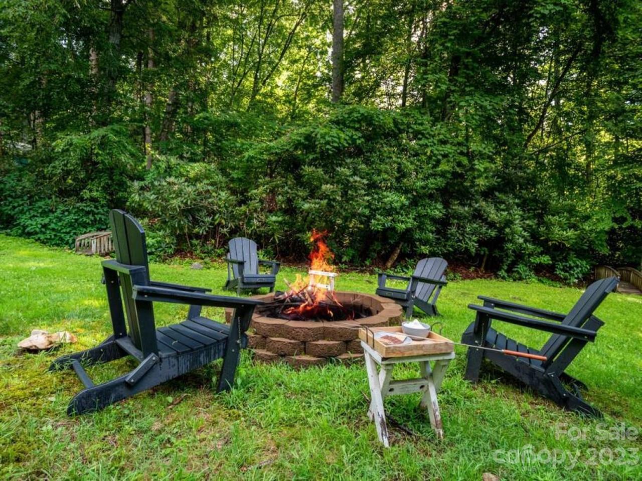 180 Hemlock Loop Maggie Valley, NC 28751 - Photo 23 of 28 a backyard of a house with table and chairs