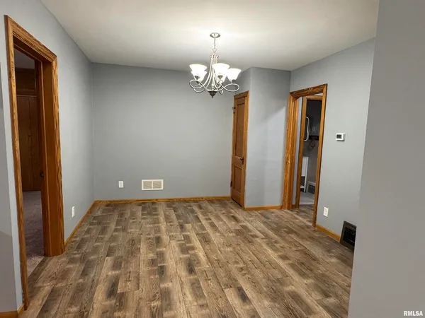 a view of a livingroom with a chandelier