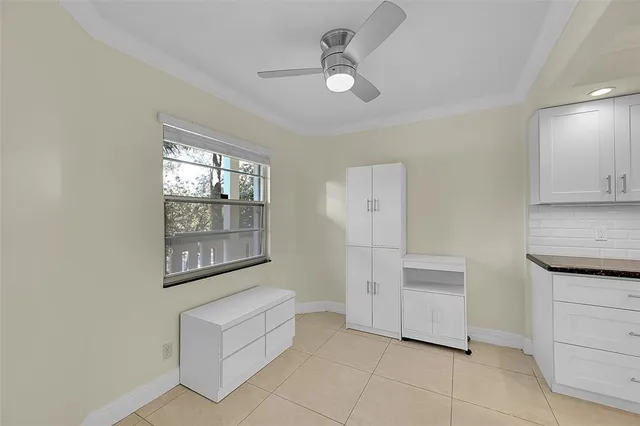 a view of a room with racks on the wall