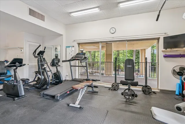 a view of a room with gym equipment