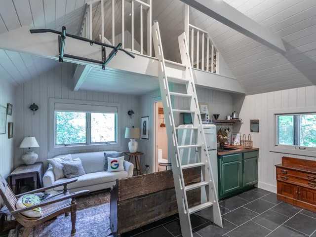 a view of a room with garden area and furniture