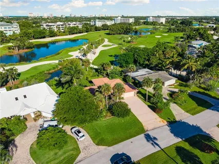an aerial view of a house with a garden