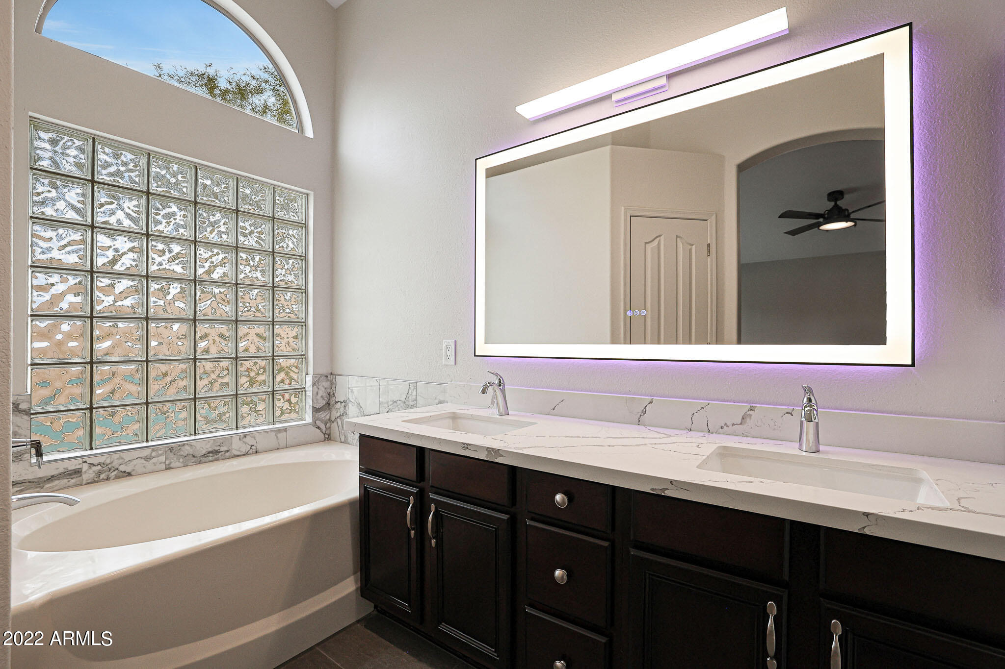 4316 East Rowel Road Phoenix, AZ 85050 - Photo 20 of 40 a bathroom with a tub a sink and mirror