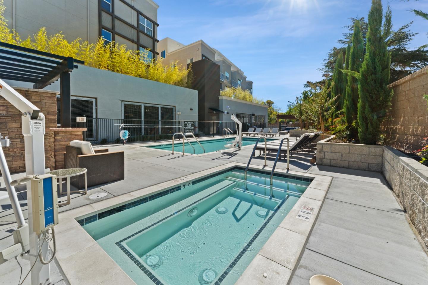 1853 Almaden Road, Unit 504 San Jose, CA 95125 - Photo 16 of 18 a view of a patio with swimming pool table and chairs