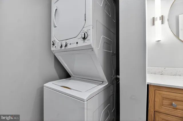 a utility room with dryer and washer