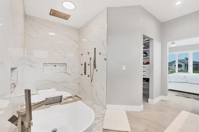 a bathroom with a shower