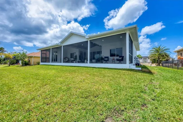 a view of a lake with a garden