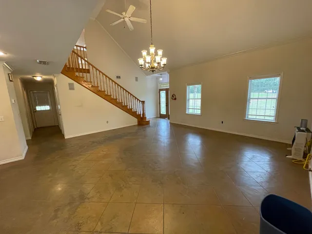 a view of a livingroom with a chandelier