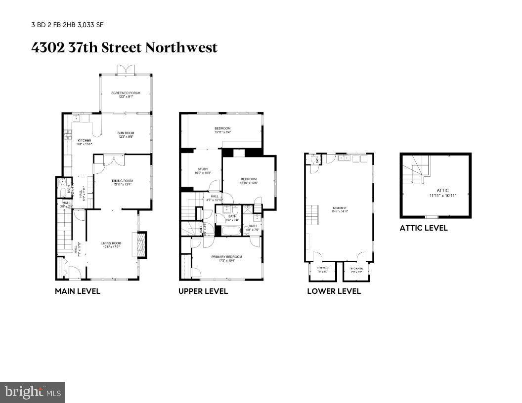4302 37th Street Northwest Washington, DC 20008 - Photo 39 of 39 Spacious multi-level home layout blueprint.