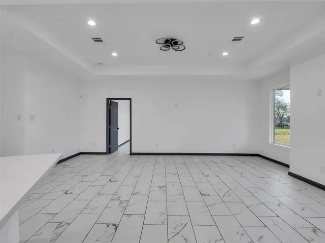 a view of an empty room with empty racks