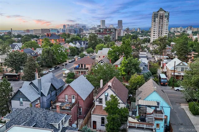 an aerial view of multiple houses
