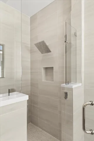 a bathroom with a shower