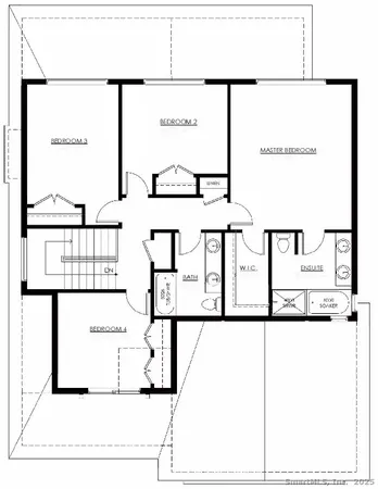 a view of a lake with lawn chairs under an umbrella