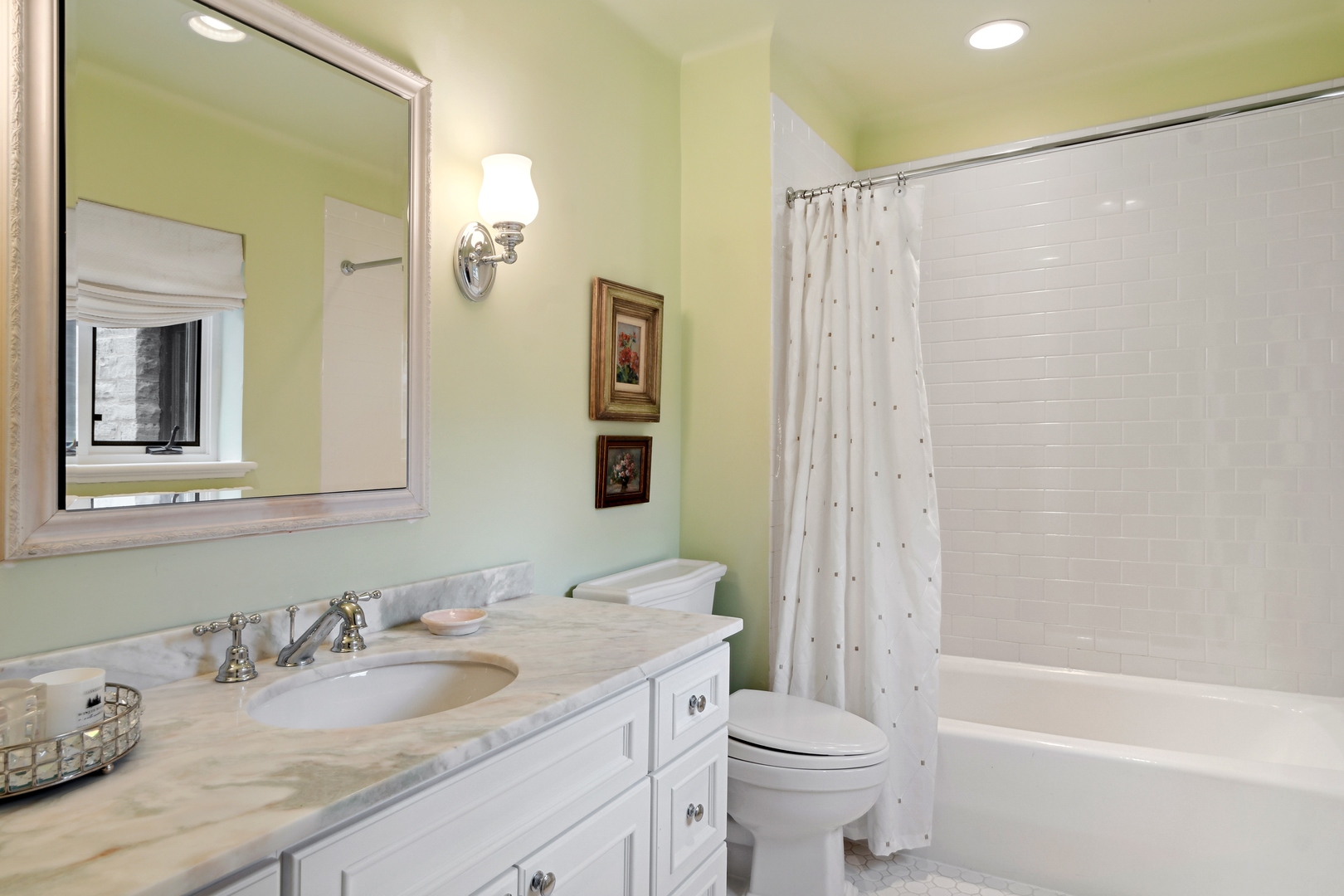 940 Private Road Winnetka, IL 60093 - Photo 50 of 68 a bathroom with a granite countertop sink toilet and shower