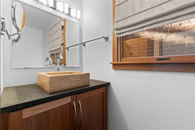 a bathroom with a tub